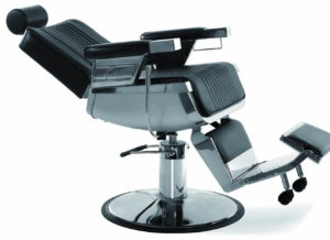 Retro chrome and black heavy duty barber chair